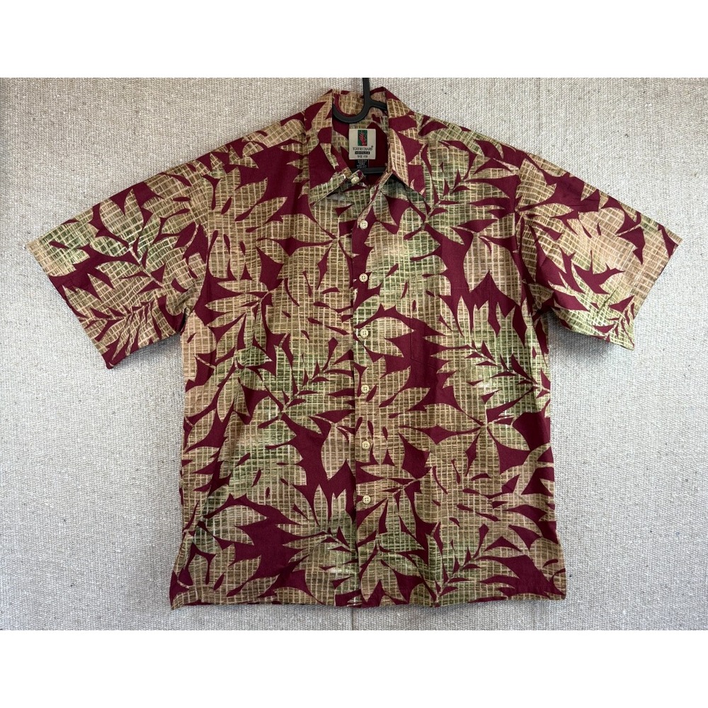 Mens‎ Sz Large TORI RICHARD Red Hawaiian Floral Short Sleeve Shirt
